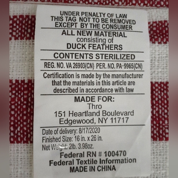 Ginny family sophia slub cotton whipstitch 16" X 26" Red White Black pillow - Picture 2 of 6